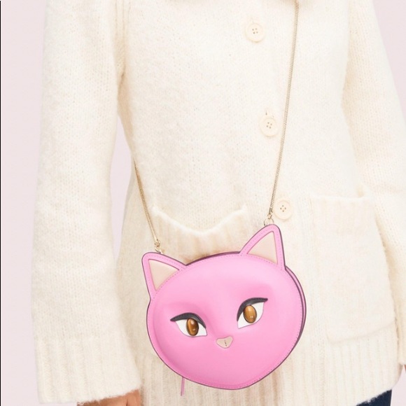 LIMITED ED🔥Authentic KATE SPADE Italian leather Cat zip top crossbody/Clutch - Picture 2 of 13